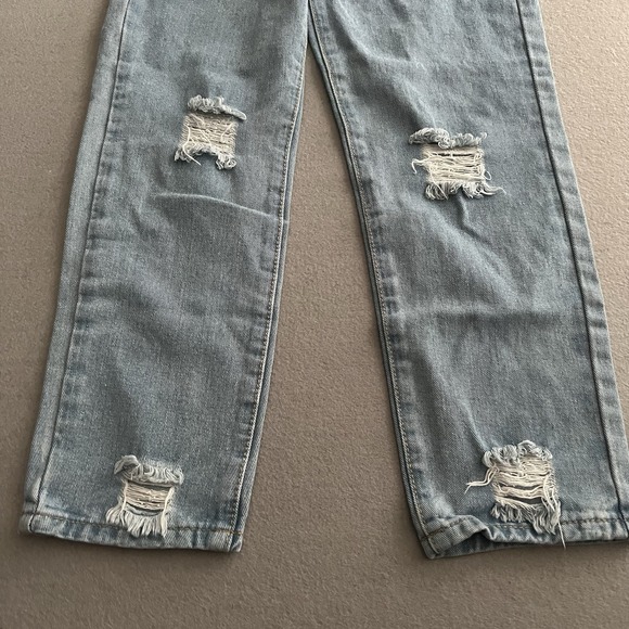 Shein Jeans Girls Size: 10Y | 24 x 23 Inseam Straight Leg Blue Distressed Denim - Picture 5 of 11